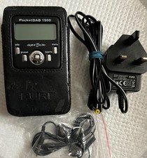 Pure 1500 DAB/FM Pocket Radio + Case + P A + Sennheiser Earphone. G C P. W Order