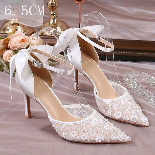 White satin high heels - satin, women's