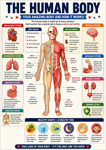 Human body poster - body, laminated