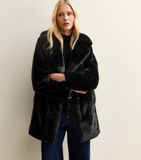 LOVELY WARM BLACK FAUX FUR COAT BY NEW LOOK.  SIZE 12. WORN TWICE. 69.99 