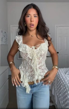 Zara Ruffled Semi Sheer Lace