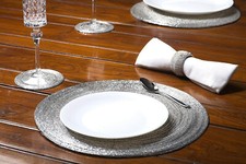 Home Set of 18 Glass Beaded Placemats, Coasters and Napkin Rings - 32 cm