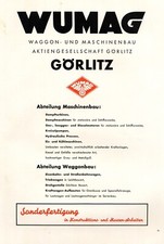 Wumag Görlitz XL Advertising 1936 Wagon Construction Mechanical Engineering Railway Car Advertising