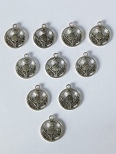 10x Antique Silver Round Flat