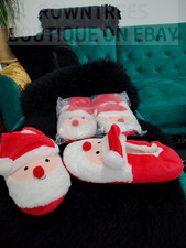 MENS SANTA SLIPPERS CHRISTMAS PLUSH FREE TRACKED P&P