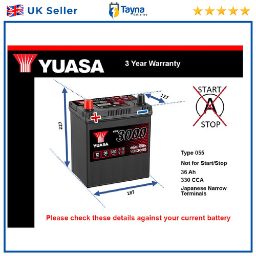 Car battery ybx3055 yuasa 055 - battery,