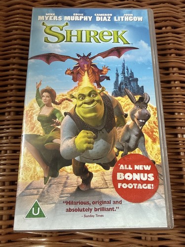 Shrek vhs animated movie 2001 - vhs,