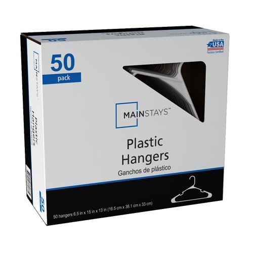 White plastic clothes hangers - white,