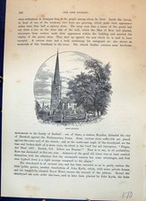 Antique Old Print Ross Church