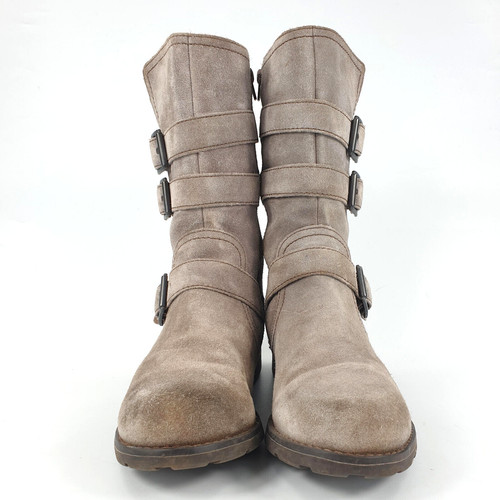 Calf boots grey brown suede - brown,