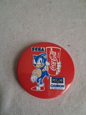 Vintage Sonic The Hedgehog Coca-Cola Badge MGM SEGA Cannon Cinemas Badge 1990's 