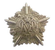 WW1 Guards Machine Gun Battalion Original Cap Badge White Metal Antique Genuine