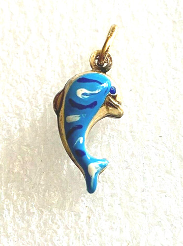9ct gold enamel dolphin - ,