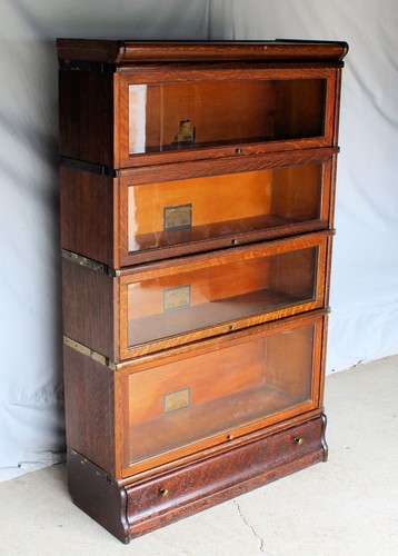 Antique oak bookcase with - antique,