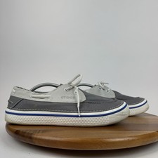 Mens Crocs Hover Gray Canvas Casual Comfort Low Sneakers Boat Shoes Size 12 D