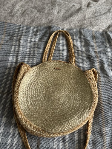 Beach raffia bag with gold - raffia,