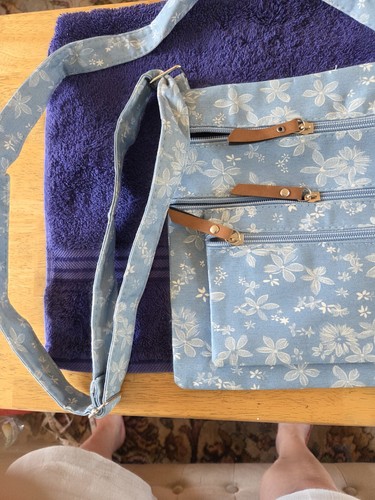 Pale blue floral - floral, pocket