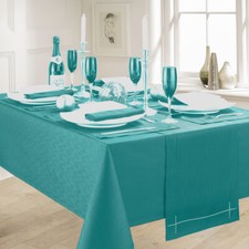 LINEN LOOK TEAL TABLE CLOTHS