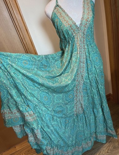Pure green silk boho summer - pure,