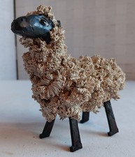 Woolly Sheep Cartoon Style With Metal Nail Legs Ceramic Ornament Farm Country