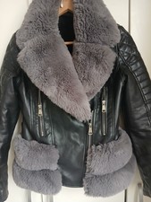 ladies leather jacket fur