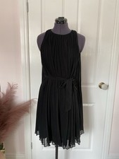 Halston Heritage Black Pleated Dress Size US4 UK8