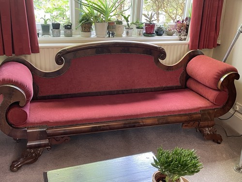 Antique double scroll end sofa - antique,