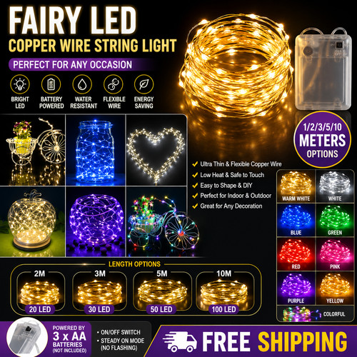 Led fairy string lights 3m - lights,
