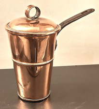 ANTIQUE COPPER SAUCEPAN CHOCOLATE POT WITH LIP c.1880