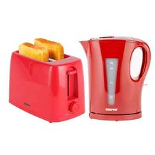 2200W 1.7L Electric Kettle & 650W 2 Slice Bread Toaster Kitchen Combo Set Red