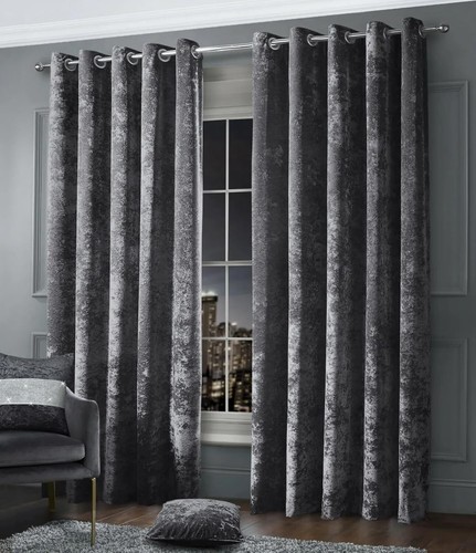 Crushed velvet curtains pair - crushed,