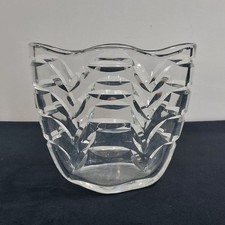 Cut Crystal Flower Vase Planter Clear Oval Shaped 14cm Height Heavy Vintage
