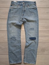 Levis 501 Men's Original Regular Straight Fit  Blue Denim Jeans Size UK 36/30L