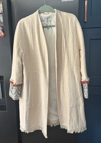 Zara linen mbroidered trench - linen,