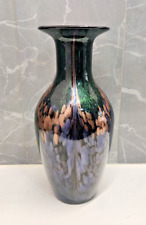 Art Glass Dale Tiffany Mardi Gras Favrile Vase Blown Glass Gold Flecks 17 Inches