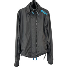 Superdry Windcheater Mens Coat Jacket Large Grey Blue Mesh Lined Zip