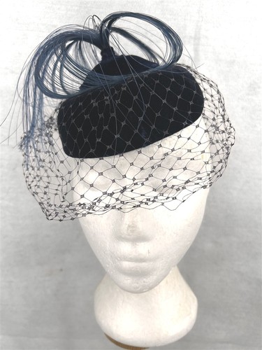 Antique hat fascinator navy - fascinator,