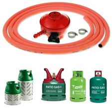 PROPANE GAS BOTTLE REGULATOR WITH 3m ORANGE HOSE 27mm CLIP ON FLOGAS CYLINDER