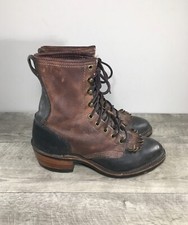 Womens Santa Fe Boot Company Leather Granny Grunge Punk Riding Leather Boots 8