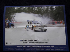 Peugeot 205 Turbo 16  World Rally Championship Calender 1986 Wall Poster