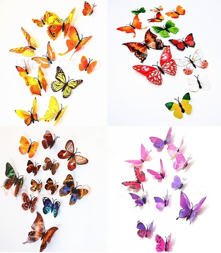 12pcs pin butterfly art - 3d,