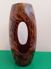 Large Vintage Wooden Vase With