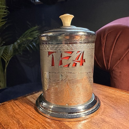 Vintage 1950s chrome tea caddy - 1950s,