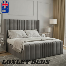 Ottoman Bed Winged Plush Velvet New York Divan Storage Double & King Size Bed