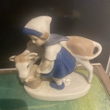 Girl With Cow Ornament