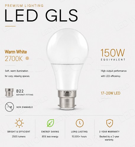 B22 gls led light bulbs - b22,