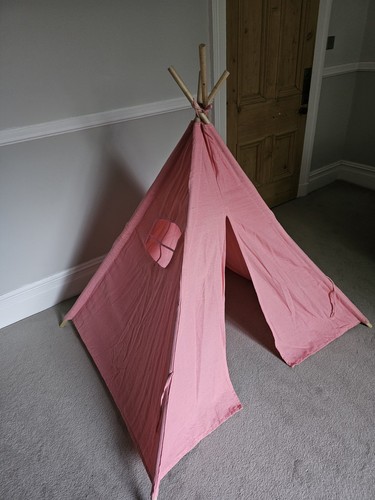 Kids teepee pink - pink, linen