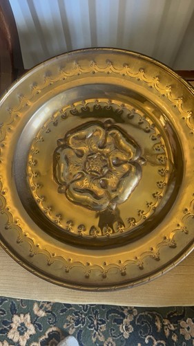Embossed brass wall charger - brass, wall/charger