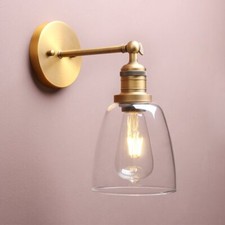 Vintage Industrial Wall Lamp Sconce Bell Clear Glass Shade Indoor Light Fixture