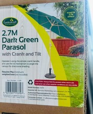 VonHaus Parasol 2.7M Garden Umbrella Sun Shade Canopy with Crank & Tilt Function
